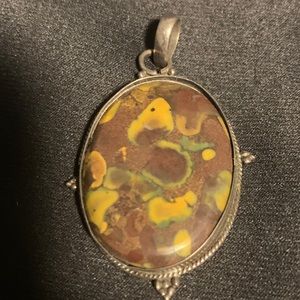 Antique Sterling Silver Healing Stone Pendant